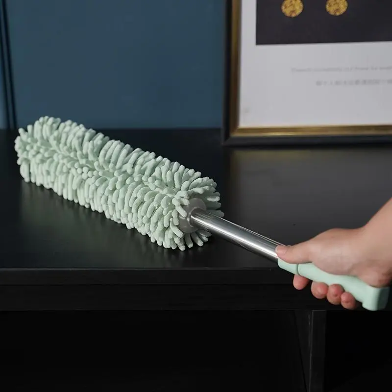 1pc Chenille Telescopic Dust Duster - Washable & Extendable Pole, Detachable Brush for Efficient Cleaning of Furniture, Car, Windows, Ceiling Fans & More - Available in Kakai, Brown, Purplish Blue, Pale Green 1