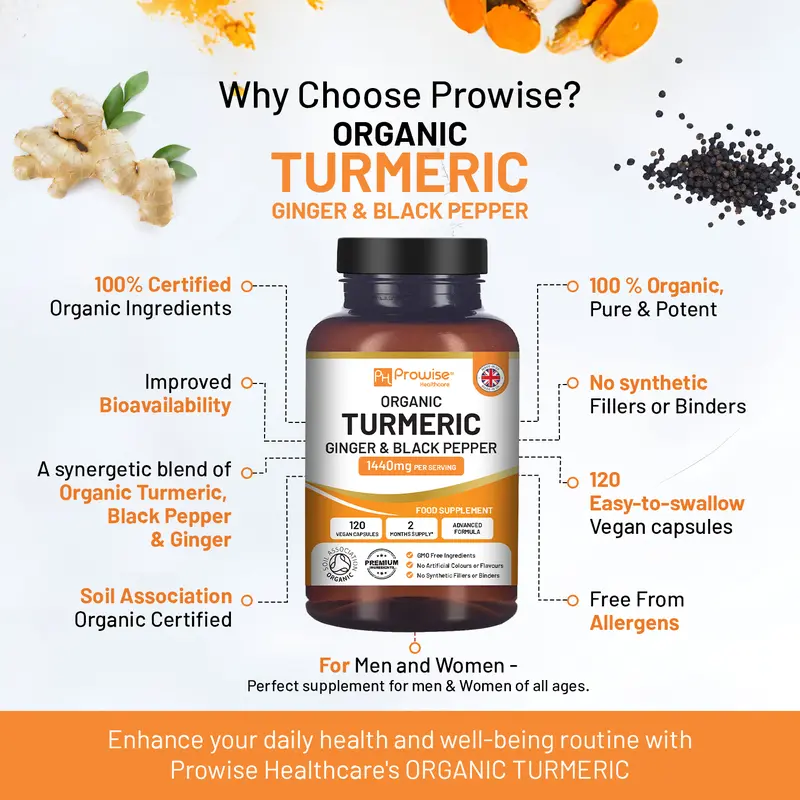 Prowise - Combo Deal - Magnesium Glycinate Complex 4 in 1 - 2000mg + Organic Turmeric Capsules with Ginger and Black Pepper 1440mg 4