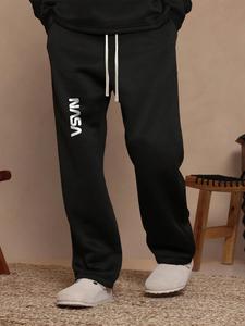 Men's Slogan Print Drawstring Waist Sweatpants, Regular Fit Casual Street Comfy Pants for Daily Wear, Men's Trousers for All Seasons