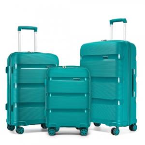 [MissLulu Bags] Bright Candy Design 19''/24''/28'' PP Hardshell Luggage –Durable Travel Suitcases with TSA Lock, 360° Spinner Wheels - Teal