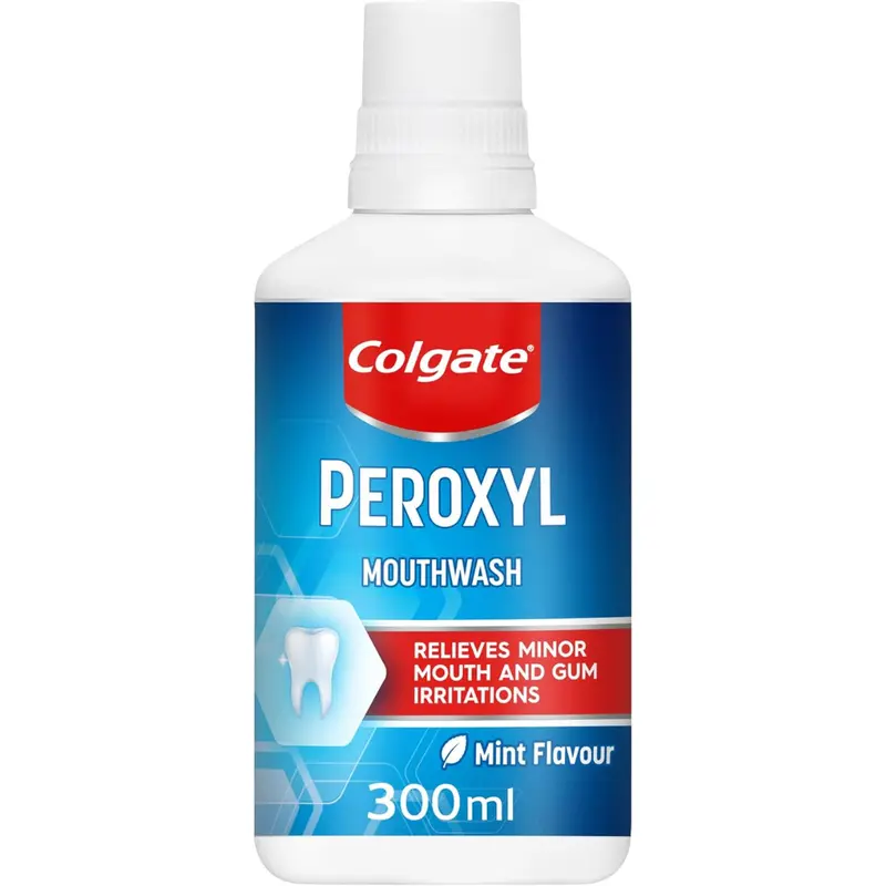 Colgate Peroxyl Antiseptic Mint Flavour 300ml Mouthwash, Relieves Minor Mouth and Gum Irritations, 0