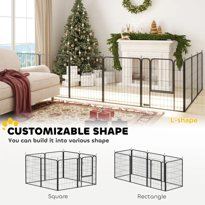 8 Panels Heavy Duty Dog Playpen with Door Indoor Outdoor, for Large Dogs, 100cm High 3