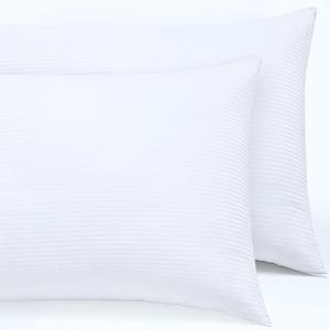 2 Pack of Standard Size 50x75 cm Envelope Enclouser Pillow Covers - 100% Cotton White Strip Satin - Housewife, White
