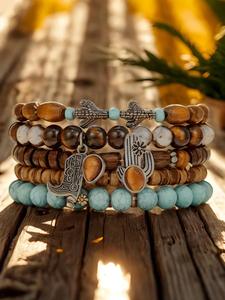 Boho Style Elastic Adjustable Beaded Bracelet, Fashionable Jewelry for Women & Men, Trendy All-match & Exquisite Jewelry