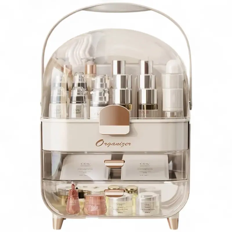 XL Large Make Up Organiser Cosmetic Vanity Case Box 2 Drawers Skincare Storage 8
