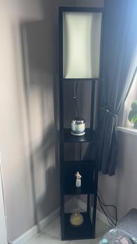 Product Review of LED Floor Lamp with 4-tier Storage Display Shelf and Wooden Frame for Modern Standing Lounge Light from i**g 0