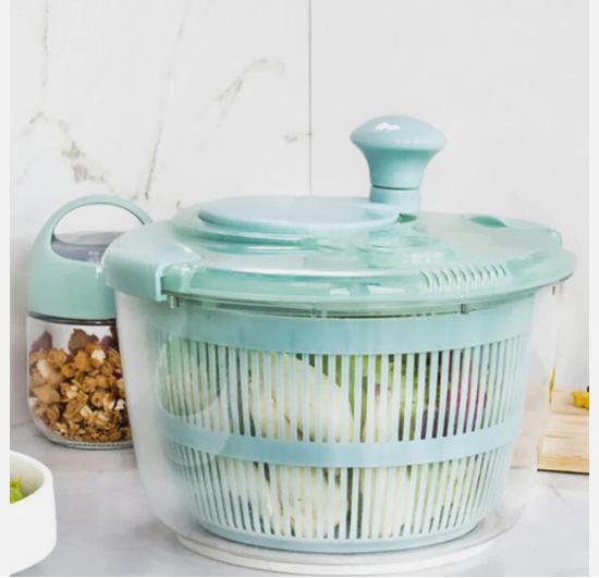 Large Salad Leaf Spinner Lettuce Veg Drainer Herb Plastic Dryer Drying Colander Centrifuge, dryer, strainer for lettuce, vegetables and fruit Salad Spinner 5L Kitchen Lid Utensils 3