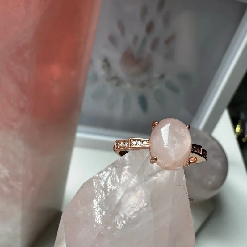 Rose Quartz Copper Ring 2