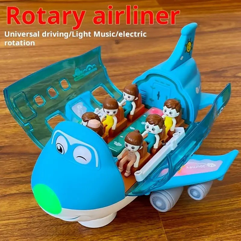 Automatic Walking Airplane Toy 360° Rotation, Lights and Music - Automatic Opening, Obstacle Avoidance, Pink/Blue, All-round Movement, Automatic Switching, Accessories Random Color, Battery Not Included 8