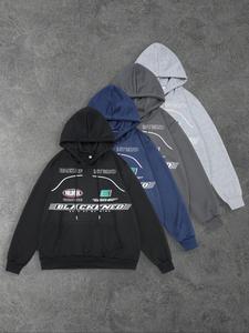 Men's Graphic Hoodie, Casual Loose Long Sleeve Hooded Sweatshirt for Spring & Fall, Fashion Men's Clothes for Daily Wear