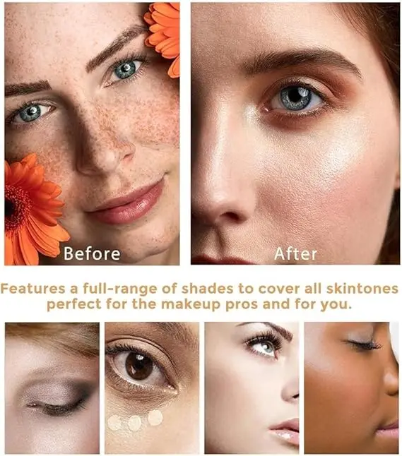 2 Pack TLM Color Changing Foundation For Aging Skin,Liquid Makeup Base Nude Face Cover Concealer Cream, Warm Skin Tone Moisturizing Cover, 30 mL 5