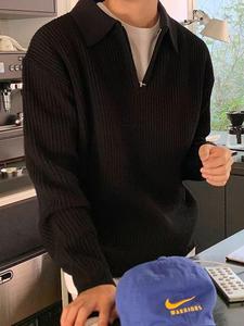 Men's Solid Half Zip Sweater, Regular Fit Casual Long Sleeve Jumper for Fall & Winter, Fashion Men's Knitwear for Daily Wear