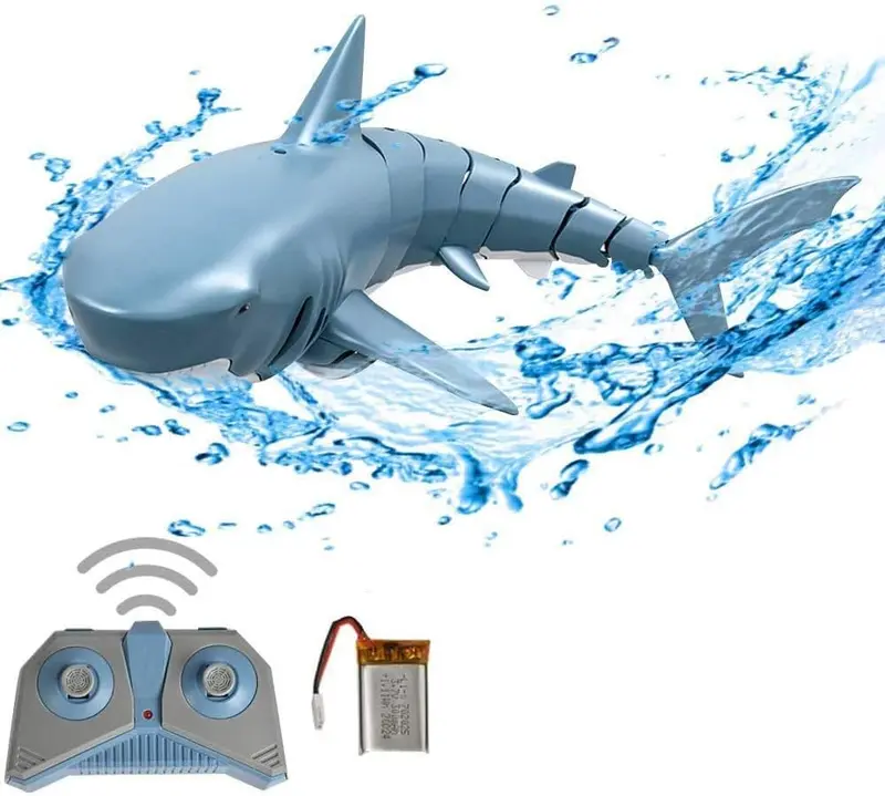 Remote Control Shark Boat Toy, 2.4GHz Electric High Simulation RC Flexible Shark Toy, Children's Pool Gift for Swimming Pool (light blue) 1