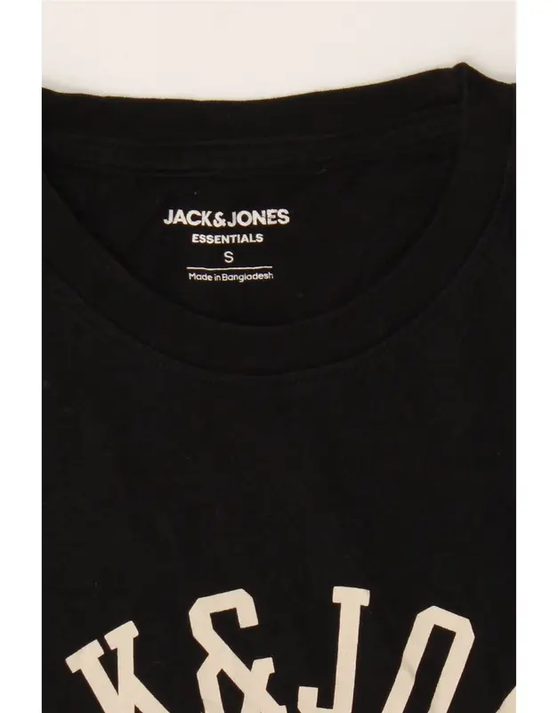 Pre-Owned Vintage JACK & JONES Mens Graphic T-Shirt Top Small Black 3
