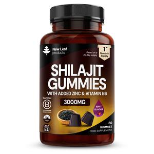 Shilajit Gummies + Zinc & Vitamin B6 - High Strength 3000mg Per Serving - 60 Berry Flavoured Vegan Gummies