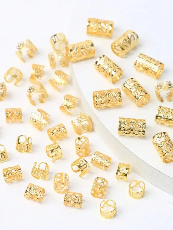 40pcs Gold Color Hair Rings Set, Street Style Party Braids Hair Accessories, Women Hair Clips, Summer Braid Decorations - hair accessories women 7