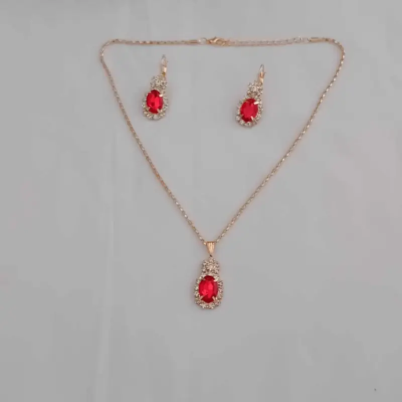 Red Jewelery for Women - Fashion Necklace and Earrings Set 4