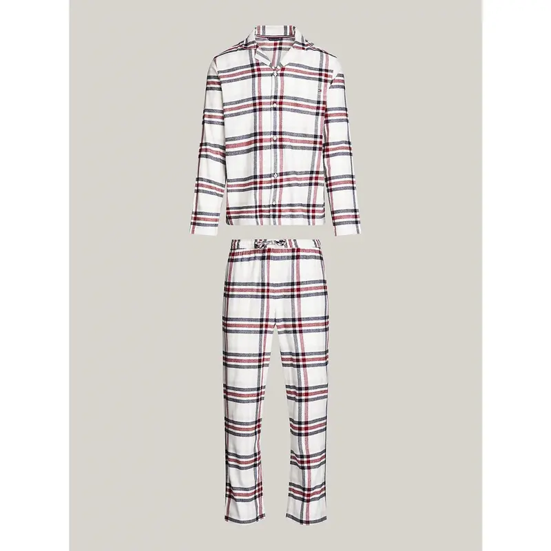 Tommy Hilfiger ORIGINAL Mens Pyjama Set Heritage Plaid Ivory Loungewear/Nightwear 4