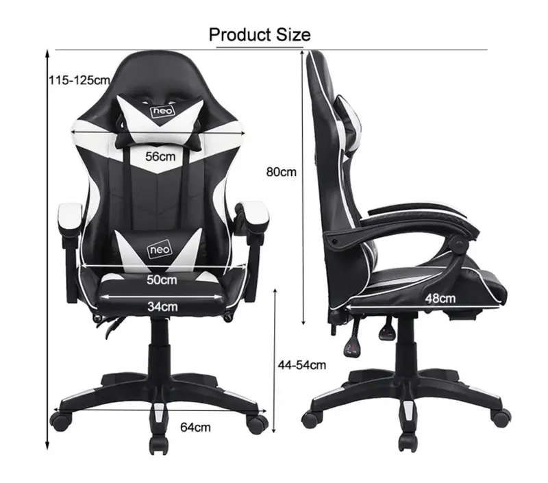 Neo Leather Gaming Chair with Massage Function and Footrest for Improved Comfort and Posture 4