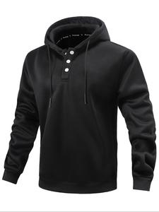 Men's Solid Color Drawstring Hoodie, Regular Fit Fashion Casual Hooded Sweatshirt for Daily Holiday Outdoor Wear, Men Clothes for All Seasons