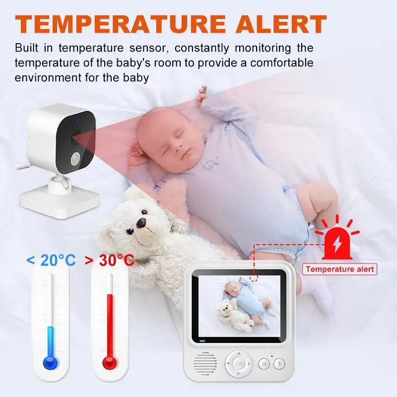 Baby Monitor With Night Vision, Voice Temperature Detection Baby Monitor, Crib Monitor With 2.8 Inch Screen, Infant Monitor With Night Light, Safe Baby Monitoring Instrument 5