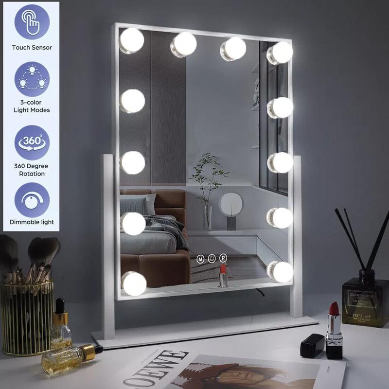 Professional Hollywood Style Vanity Mirror - 12 LED Lights with Dimmer - Glam Dressing Table Mirror for Makeup & Self Care UK 0