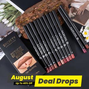 Easy Coloring Lip Liner Pencil Set, 12pcs/box Matte Finish Lip Liner Stain, Matte Lipliner, Suitable for All Occasions Lip Makeup Lip Product, Cosmetic, Lip Kit, Lip Marker