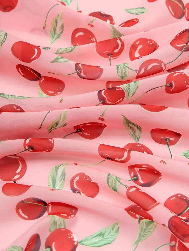 1pc Cherry Printing 70cm Bandana Women All-Match Waist Belt Pack Decoration Headscarf Streamer Headwear Fashionable Scarf ,Hair Band,Head Band Ideal For Dressing Up Your Look Valentine's Day Valentines 6