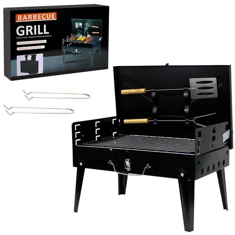 Portable Folding Charcoal BBQ Barbecue Camping Grill Travel Picnic Outdoor  UK 5