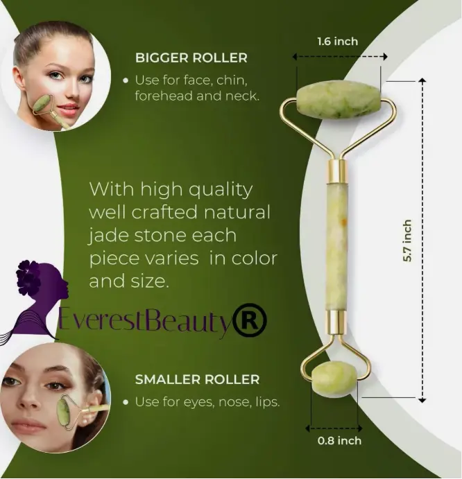 Jade Face Massage Roller Beauty Tool Facial Eye Neck Body Anti Ageing Therapy Skincare Comfort 5