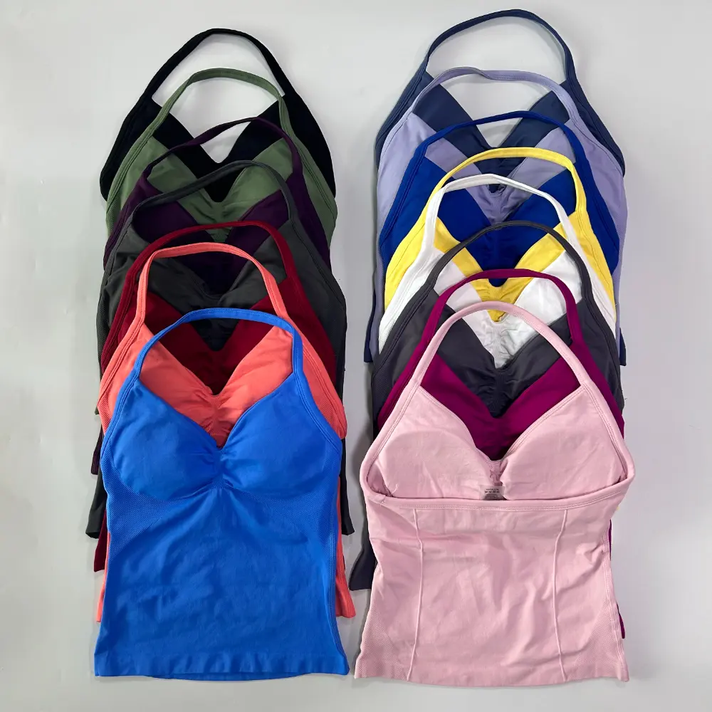 New Releases Impact Longline Strappy Top Women Seamless Yoga Tank Tops Buit-in Bra Ruched Backless Gym Clothes Workout Top
