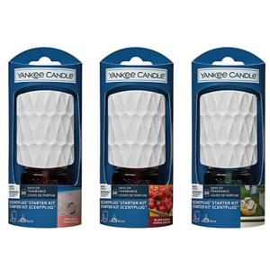 Yankee Candle Scent Plug Starter Kit, Up to 30 Days of Fragrance, White Organic Pattern Aroma Diffuser Perfume Scented Freshener