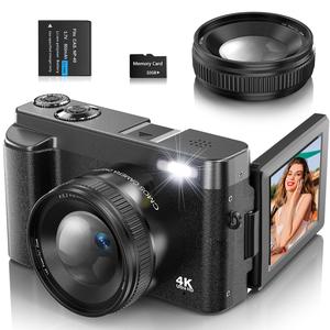 4K Video Recording Digital Camera, 48MP Auto Focus Pixel Digital Camera with 16X Digital Zoom, Entry Level Camera with 32G Memory Card for Beginners