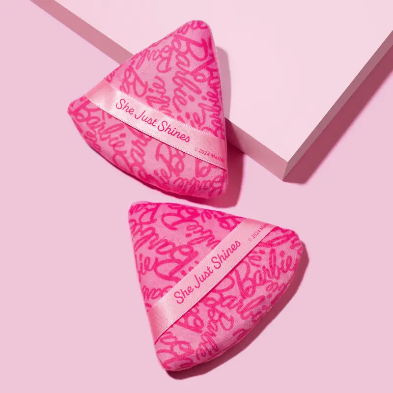 Barbie 2 Pack Reusable Triangle Powder Puff - Pink - Make-Up Puff - Powderpuff - Makeup Tool 1