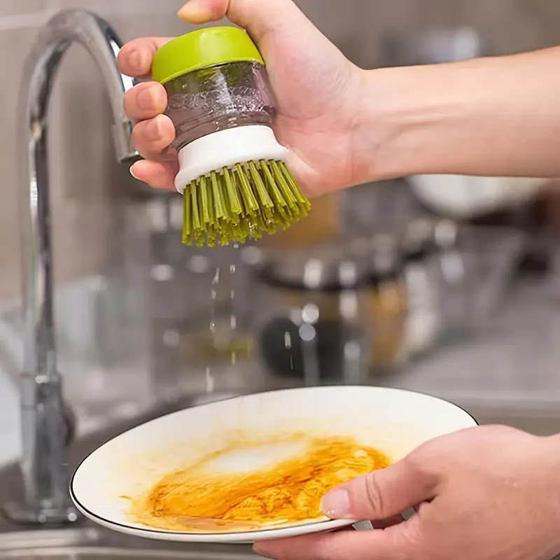 Automatic Liquid Dispensing Kitchen Brush - Easy, Hand-Free Pot & Dish Cleaning, Non-Stick, Durable Plastic, Ideal for Home Use, Kitchen Cleaning Tool|Modern Kitchen Brush|Durable Plastic Brush 4