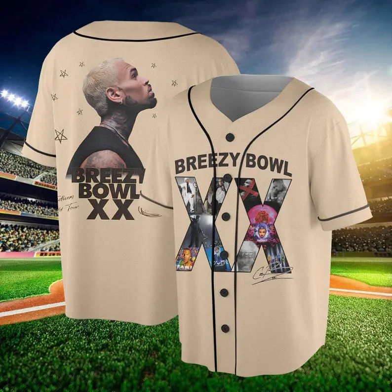 Chris Brown Tour baseball Jersey, 2025 Chris Brown Tour Breezy Bowl XX Jersey, Chris Brown Graphic Jersey, Chris Brown Fan Gift, Chris Brown Merch 1