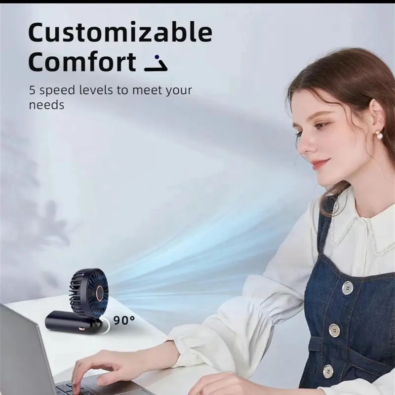 Portable Fan, USB Rechargeable Fan Portable Handheld Fans, Personal Cooling Fan with Digital Display, 90° Ajustable Handheld Mini Fan for Outdoor Sports, Fans Portable Gifts 4