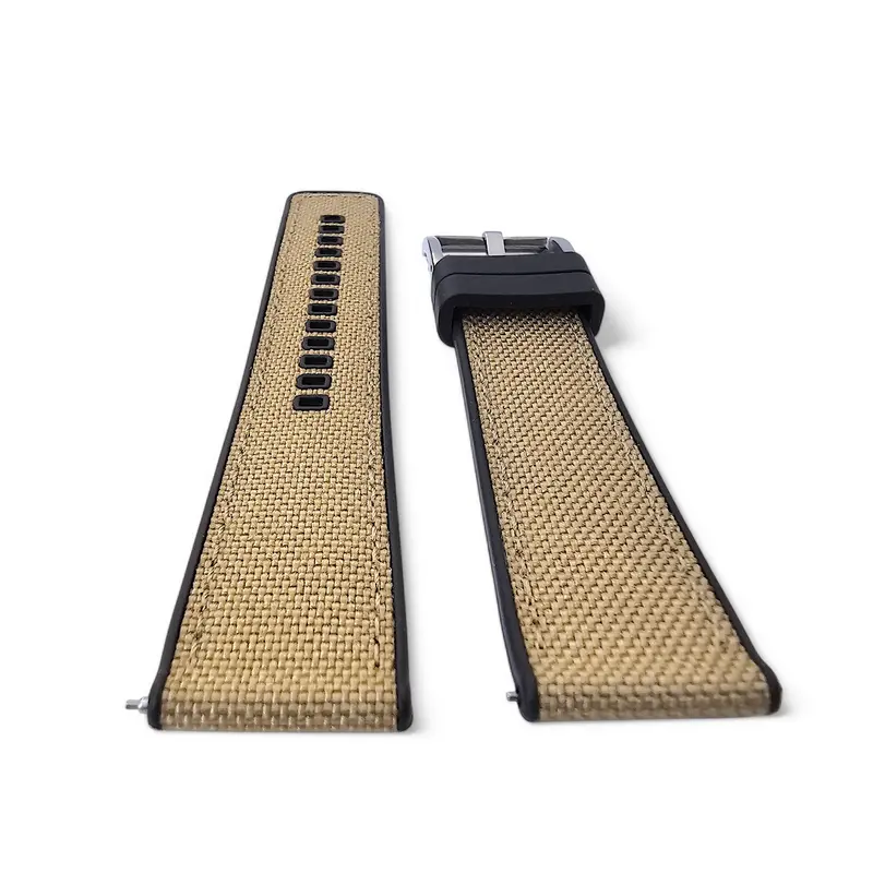 Hybrid Sailcloth Fabric & FKM Rubber Watch Strap 20mm 22mm 24mm Khaki Sand Beige 8