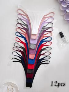 Women's Solid Color Thong, Breathable Comfortable Panty for Daily Wear, Women's Underwear for All Seasons