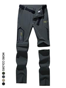 Men's Zipper Design Pocket Waterproof & Windproof Outdoor Pants, Regular Fit Casual Detachable Leg Comfy Trousers for Outdoor Activities, Men's Bottoms for All Seasons