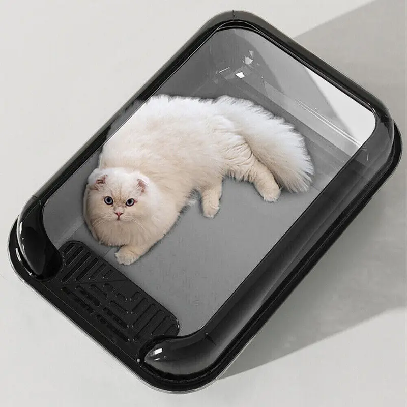 Large Cat Litter Tray Box, Plastic Open Cat Litter Box with Raised Rims and Detachable Rim, Litter Tray with Free Scoop, 50*34.5*17cm litter  box litter  tray 2