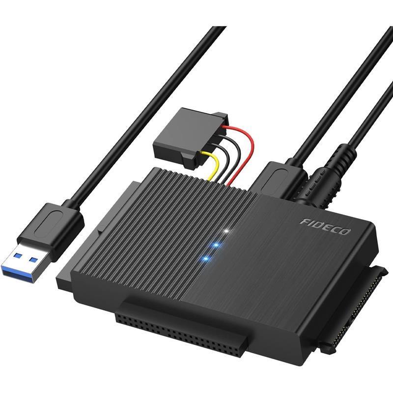 IDE and SATA Adapter, USB 3.0 Hard Drive Adapter, External SATA and IDE Converter for 2.5 and 3.5 inches HDD or SSD, CD-ROM, CD-RW, DVD-RW Drives 3