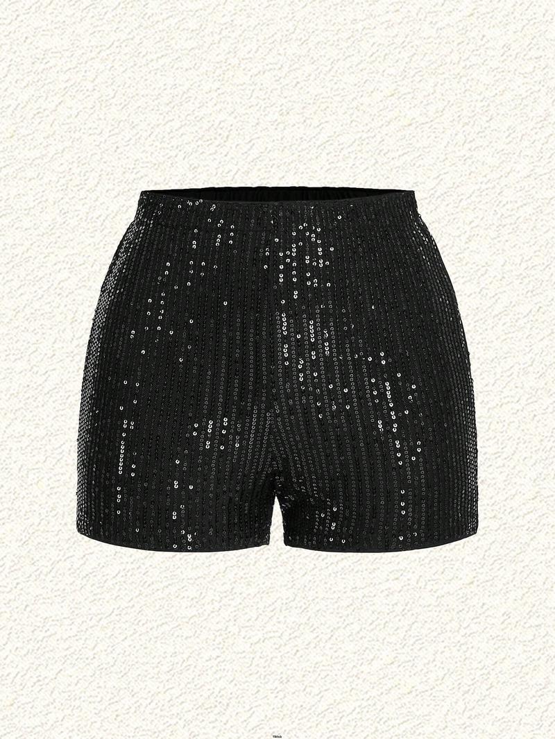 Product Introduction of Occasions Concert And For Suitable Waisted High Sparkly Summer Women EZwear tiktok Plus Size s Sequin Fabric Black Tight Shorts Party Music Festival 40