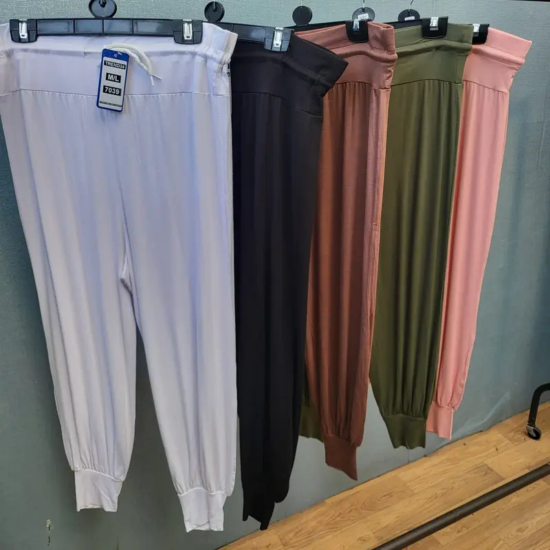 Turkish Latest Trending Cuff Cotton Harem Trouser - Soft, Modest, Lastic & Darwstring, Black/Khaki/Brown/Dusty Pink/White, S/M/L/XL - Fit, Pants 0