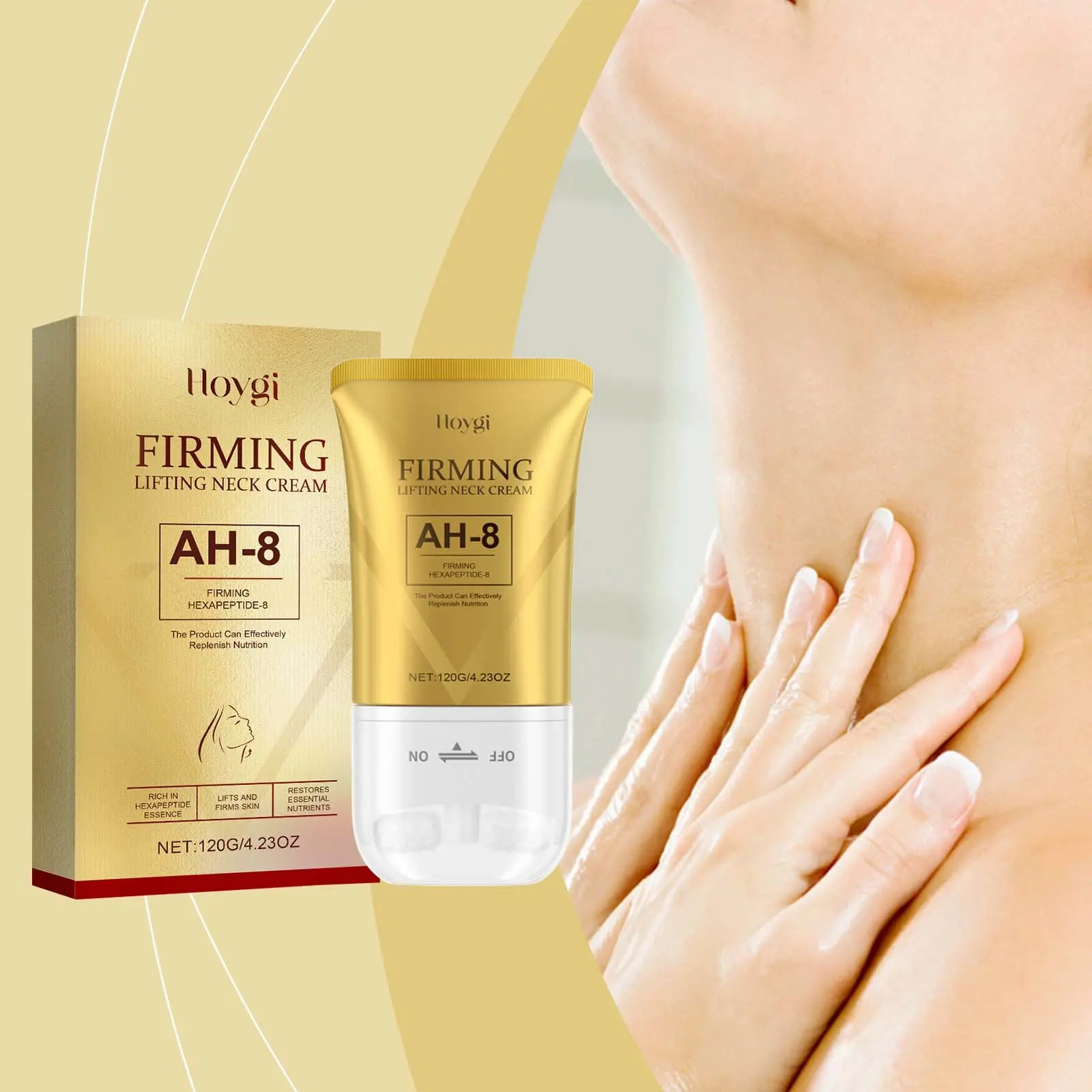 AH-8 Firming Neck Cream for Crepey Skin Body Care Comfort, Neck Firming Cream with Roller, Moisturizing Neck Tightening Lotions Cosmetic Skin Care Skin Repair