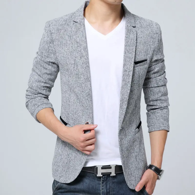 BROWON New Arrival Mens Blazer Jacket Suit Wedding Prom Party Slim Fit Smart Casual Suit Men Jacket Business Men Suit Jacket Menswear Long Sleeve Wetsuit Formal Beige Plain Black