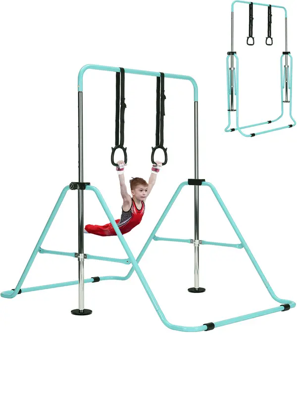 Gymnastics Bar Adjustable Kids Gymnastics Equipment for Home Training Kip Bar with Non-Slip Base 5 Height Levels 31.5-51.2" Gym Bars for Children Easy Assembly Design 3