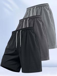Men's Solid Corduroy Shorts, Casual Loose Fit Drawstring Waist Shorts for Summer, Men's Bottoms for Daily Wear