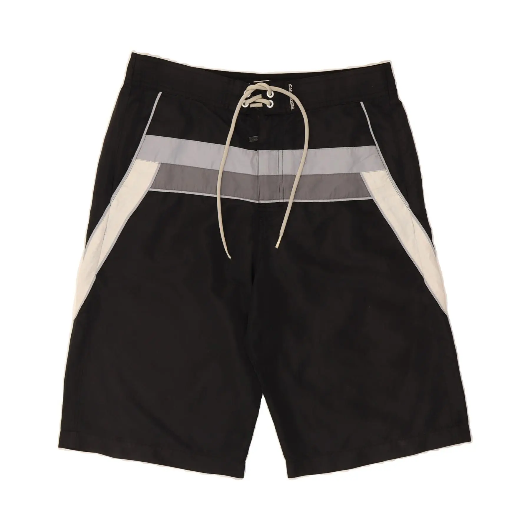 Pre-Owned Vintage CALVIN KLEIN Mens Graphic Swimming Shorts Medium  Black Colourblock