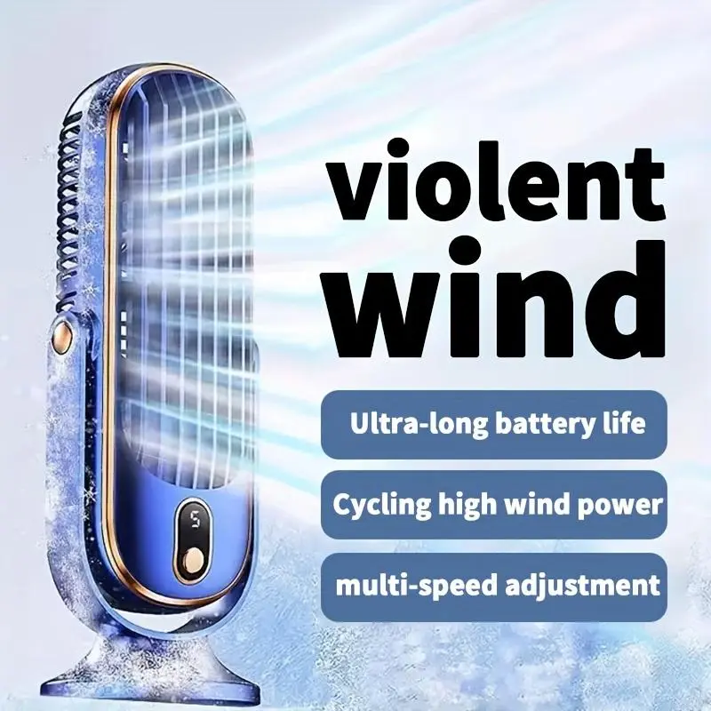 2025 New Upgraded Large Battery Dual Motor Portable Fashion Desktop Fan, Small Household Cool Air Conditioner, 5-Speed Wind Cooling Fan 720° Surrounding Blower, Office, Travel, Camping, Outdoor RV Portable USB Fan, Christmas and Valentine's Day Gifts